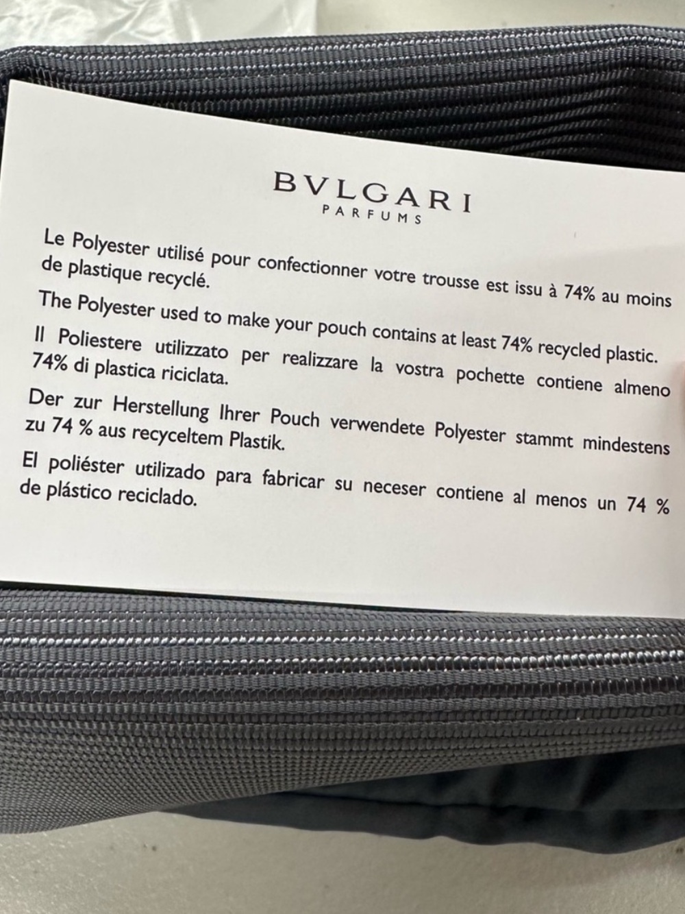 NWT Bvlgari Parfums Grey Textured Toiletry Pouch w. Dustbag - Picture 4 of 4
